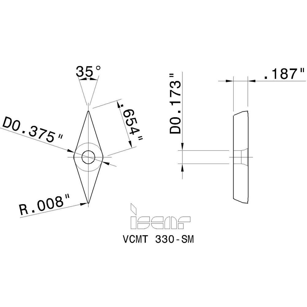 Iscar Turning Insert: VCMT330-SM IC6025, Carbide - 5566979