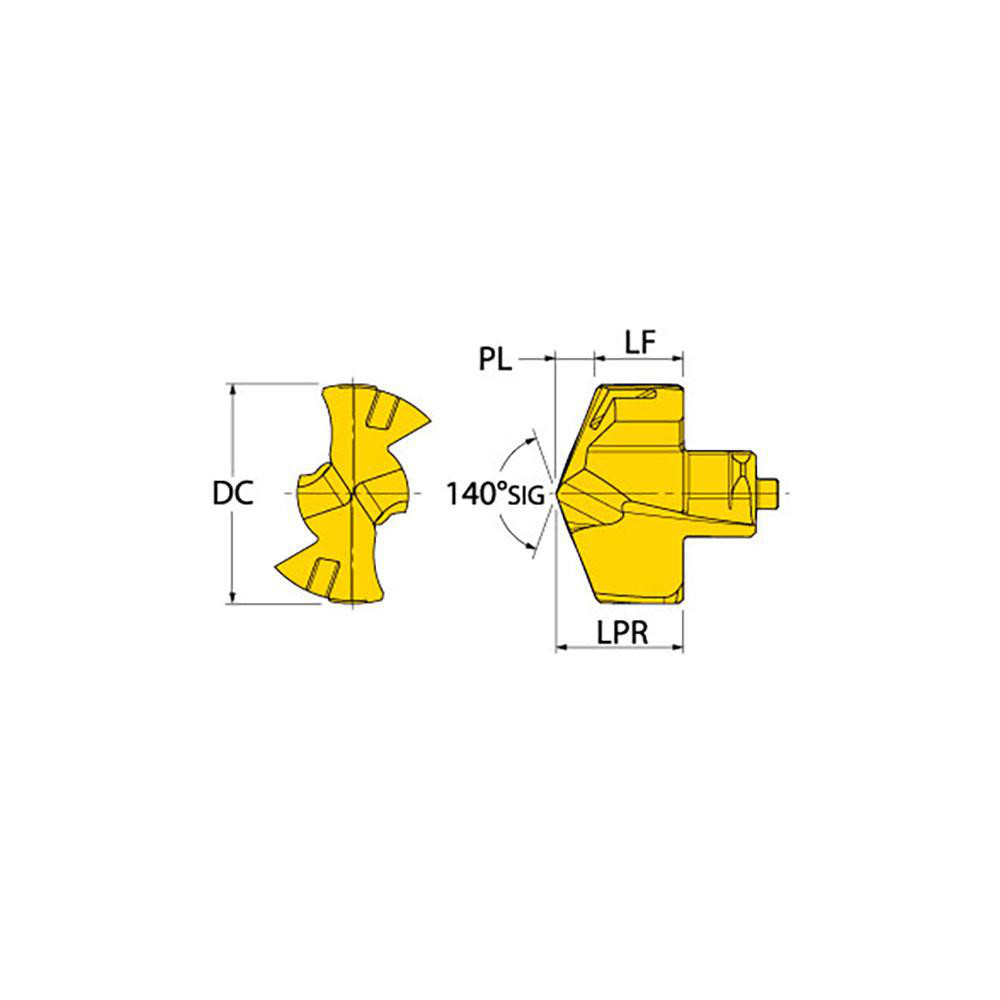 Ingersoll Cutting Tools Replaceable Drill Tips: TPA1750R01 IN2505, 0.6890" Dia, 17.50 mm Dia, 140 deg Point,  IN2505 - 5120075