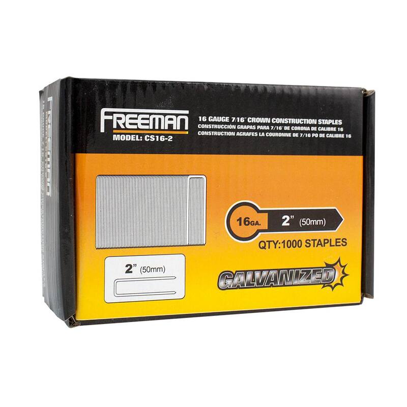 Freeman 16-Gauge 2 in. Glue Collated Construction Staples with 7/16 in. Crown (1000-Count) - CS16-2