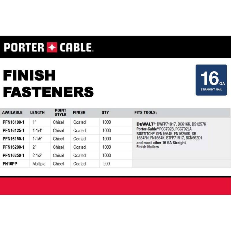 Porter-Cable 16-Gauge x 2 in. Finish Nail (2500 per Box) - PFN16200