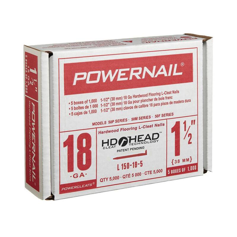 POWERNAIL 1-1/2 in. 18-Gauge Powercleats Hardwood Flooring Nails 5000 per Box - L 150185