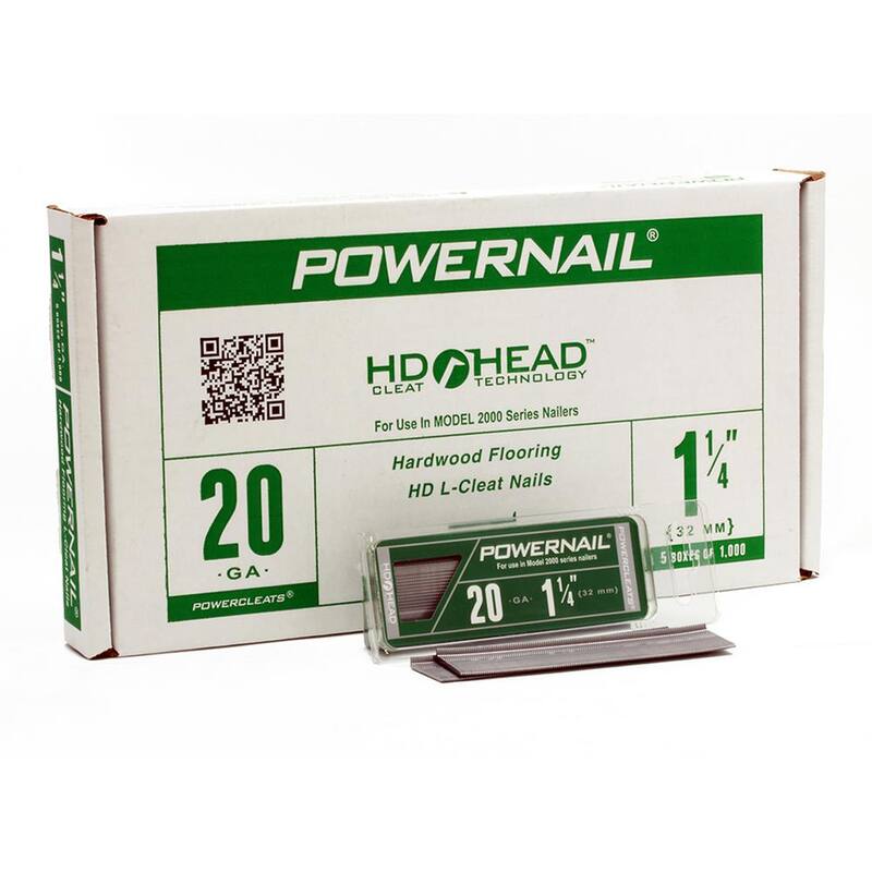 POWERNAIL 1-1/4 in. Leg x 20-Gauge Adhesive Strip L-Shaped Cleat Nails for Engineered and Hardwood Floors (5000 per Box) - L125205