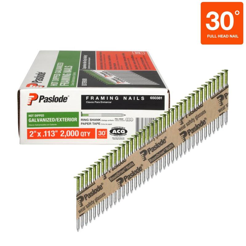 Paslode 3 in. x 0.120-Ga and 2 in. x 0.113-Ga 30-Degree Galvanized Ring Shank Paper Tape Framing Nails (2000 per Box) (2-Pack) - 650951