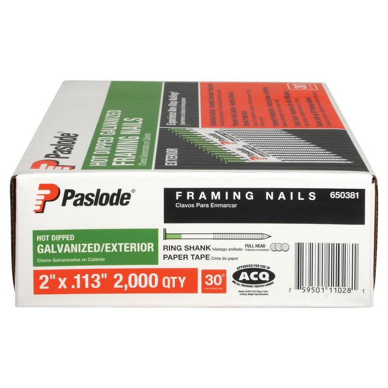 Paslode 3 in. x 0.120-Ga and 2 in. x 0.113-Ga 30-Degree Galvanized Ring Shank Paper Tape Framing Nails (2000 per Box) (2-Pack) - 650951