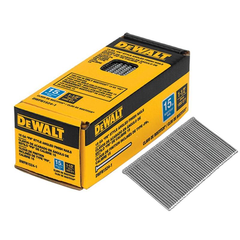 DEWALT 1-1/2 in. x 15-Gauge Glue Collated Angled Bright Finish Nails (1,000 per Box) - DWFN1524-1