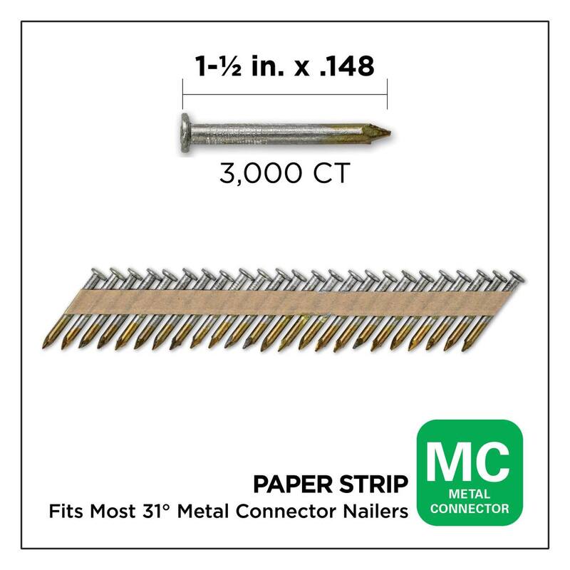 PRO-FIT 1-1/2 in. x 0.148 33-Degree Hot Dipped Galvanized Smooth Shank Paper Tape Joist Hanger Nails (3000 -Per Box) - 0606490