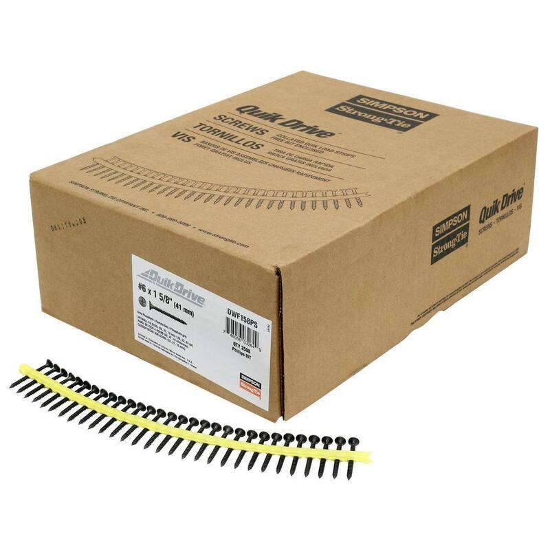 Simpson Strong-Tie #6 x 1-5/8 in. #2 Phillips, Bugle-Head, DWF Collated Drywall-to-CFS Screw (2500-Pack) - DWF158PS