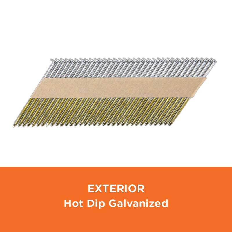 PRO-FIT 3 in. x 0.120 30-Degree Hot Dipped Galvanized Ring Shank Paper Tape Framing Nails (2500 -Per Box) - 0600371