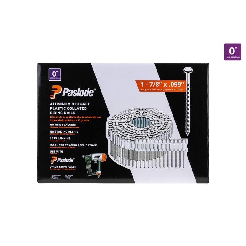 Paslode 1-7/8 in. x 0.099-Gauge 0-Degree Aluminum Electro-Galvanized Smooth Shank Plastic Coil Siding Nails (9,000 per Box) - 650954