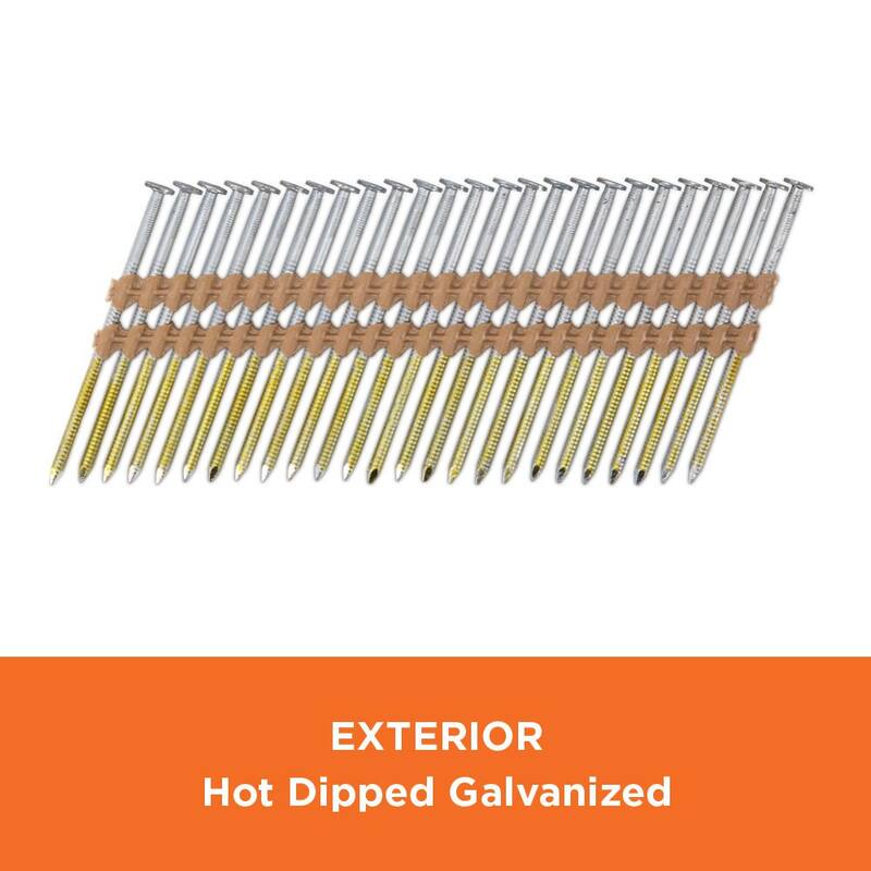 PRO-FIT 3 in. x 0.120 21-Degree Hot Dipped Galvanized Ring Shank Plastic Strip Framing Nails (4000 -Per Box) - 0808182