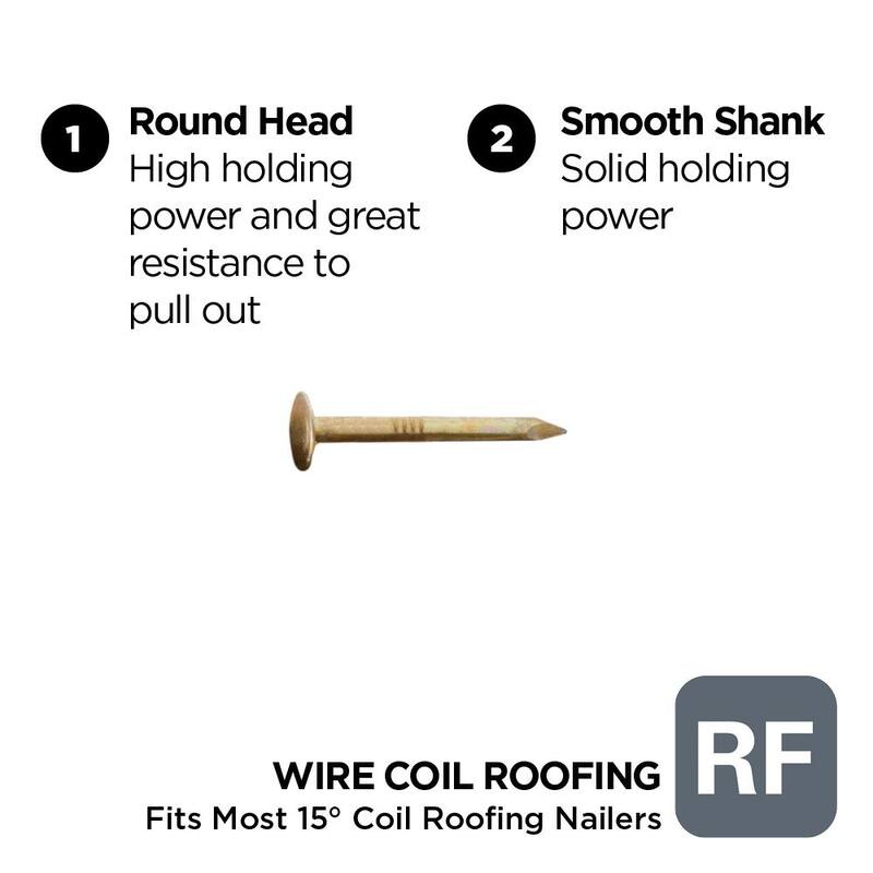 Stinger 1-1/4 in. x 0.120-Gauge Electro Galvanized Smooth Shank Wire Coil Roofing Nails (7200 per Box) - 0611070