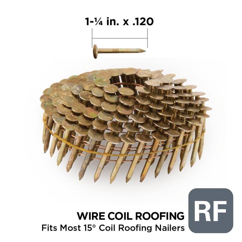 Stinger 1-1/4 in. x 0.120-Gauge Electro Galvanized Smooth Shank Wire Coil Roofing Nails (7200 per Box) - 0611070