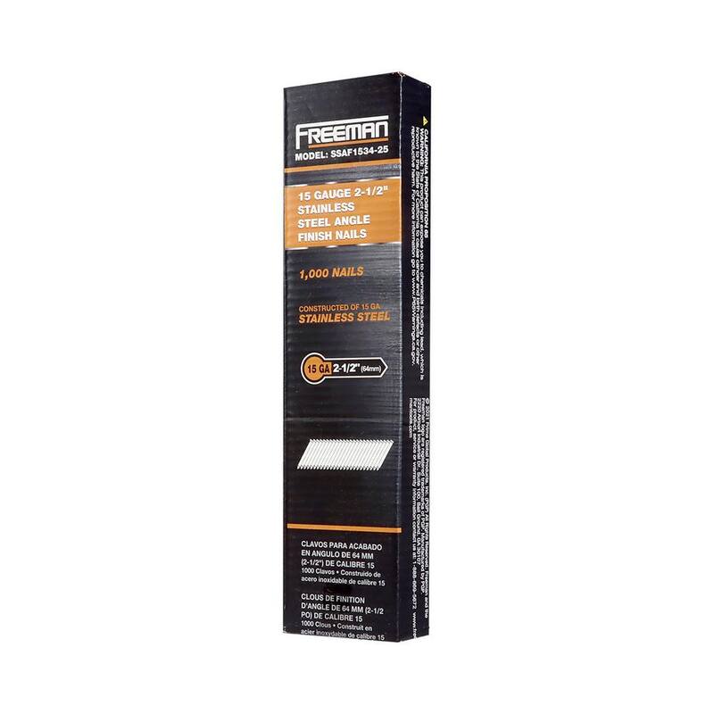Freeman 2-1/2 in. 15-Gauge Glue Collated Stainless Steel Angle Nails, 1000 Per Box - SSAF1534-25