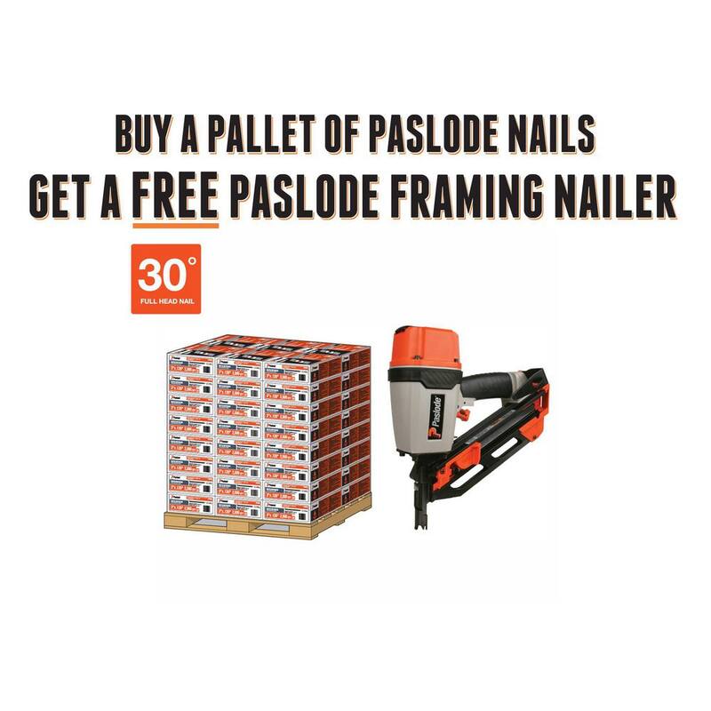 Paslode 3 in. x 120 in. 30-Degree Brite Smooth Paper-Taped Framing Nails with Compact Framing Nailer - 650836C
