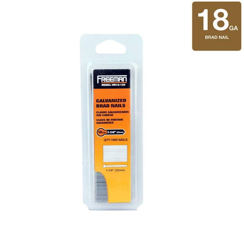 Freeman 1-1/4 in. 18-Gauge Glue Collated Galvanized Brad Nails (1000-Count) - BN18-125