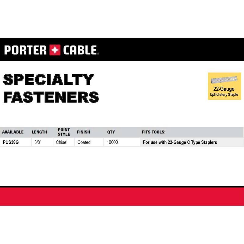Porter-Cable 3/8 in. x 22-Gauge Glue Collated Upholstery Staple (10000 per Box) - PUS38G