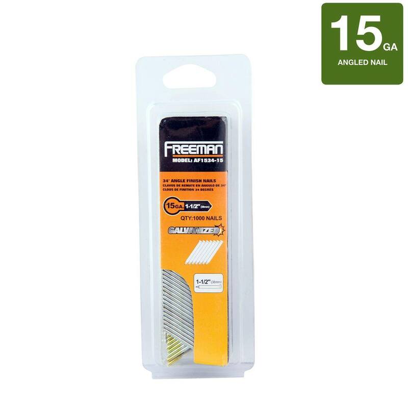Freeman 1-1/2 in. 15-Gauge 34-Degree Glue Collated Galvanized Finish Nails (1000-Count) - AF1534-15