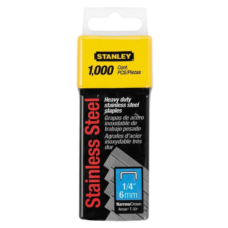 Stanley 1/4 in Heavy Duty Stainless Steel Narrow Crown Staples (1,000 per Box) - TRA704SST