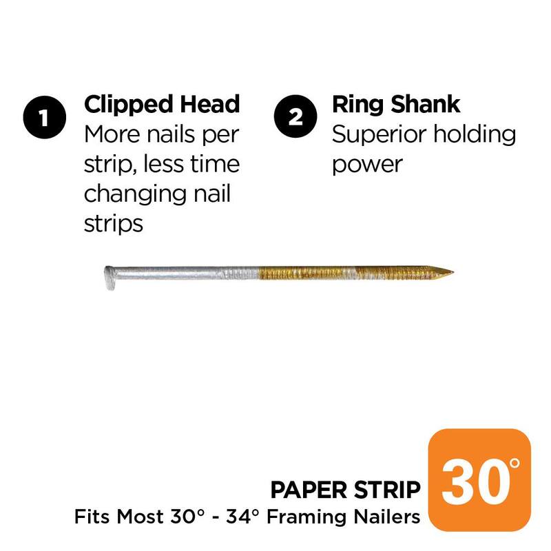 PRO-FIT 3 in. x 0.120 30° Hot Dipped Galvanized Ring Shank Paper Tape Framing Nails (2000 per Box) - 0601172