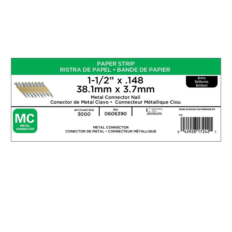 PRO-FIT 1-1/2 in. x 0.148 33-Degree Bright Finish Smooth Shank Paper Tape Joist Hanger Nails (3000 -Per Box) - 0606390