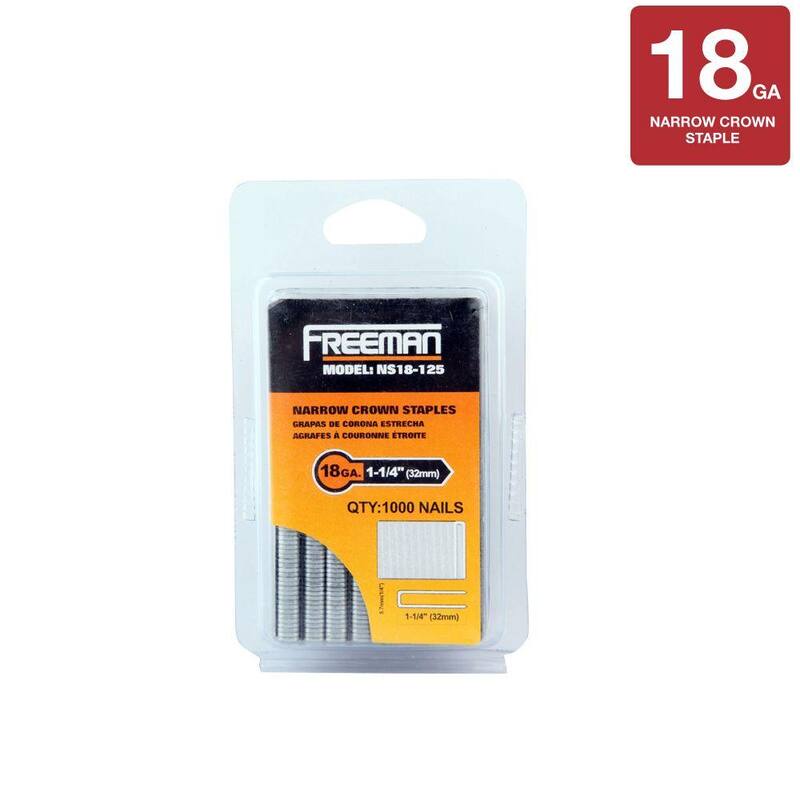 Freeman 1-1/4 in. 18-Gauge Glue Collated Narrow Crown Staples (1000 Count) - NS18-125