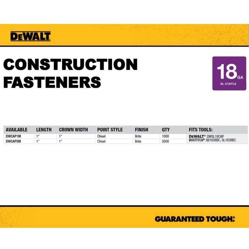 DEWALT 18-Gauge 5/16 in. Crown Cap Staples (1,000 Pack) - DWCAP1M