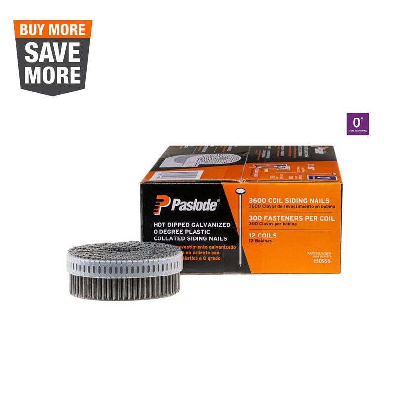 Paslode 2 in. x 0.092-Gauge 0-Degree Hot Galvanized Smooth Shank Plastic Coil Siding Nails (3,600 per Box) - 650959