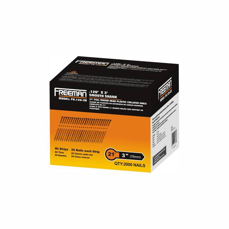 Freeman 3 in. x 0.12 in. Plastic Collated Smooth Shank Brite Framing Nail (2000 per Box) - FR.120-3B
