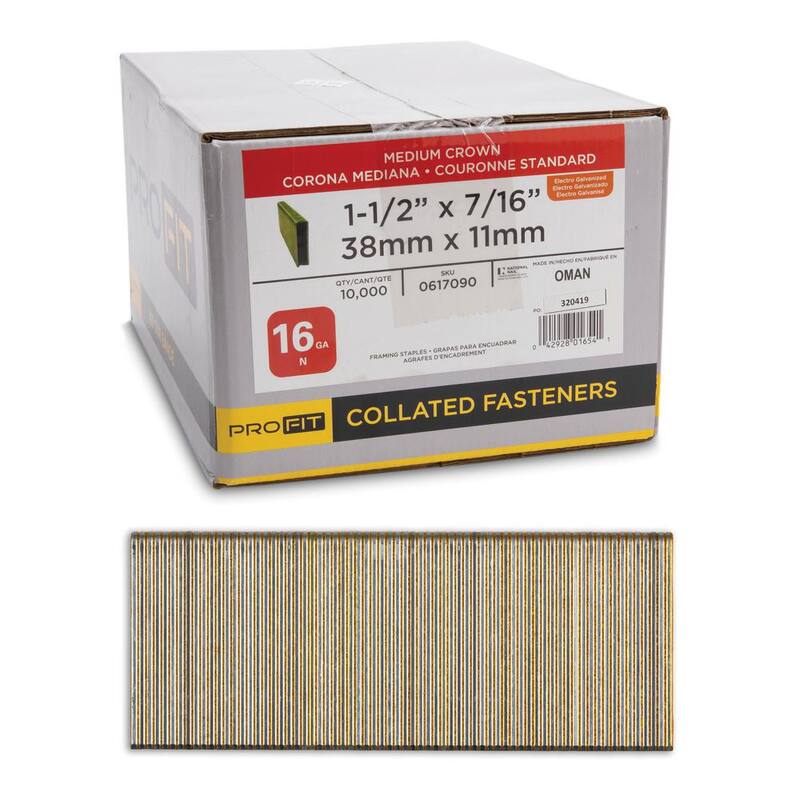 PRO-FIT 1-1/2 in. x 16-Gauge Electro Galvanized N Style Medium Crown Staples (10,000 per Box) - 0617090