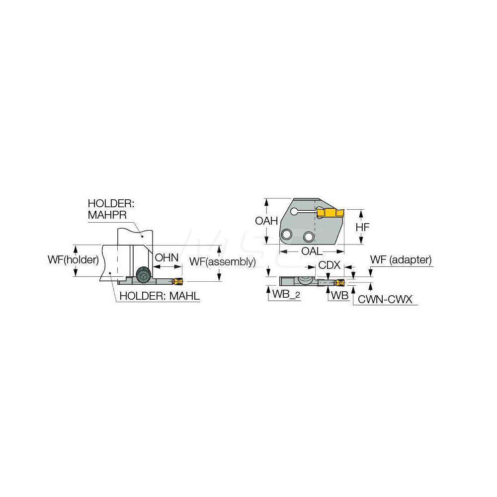 Iscar Cutoff & Grooving Support Blade for Indexables: Right Hand, 1/4" Insert Width, Series Heli & Modular Grip - 2550152