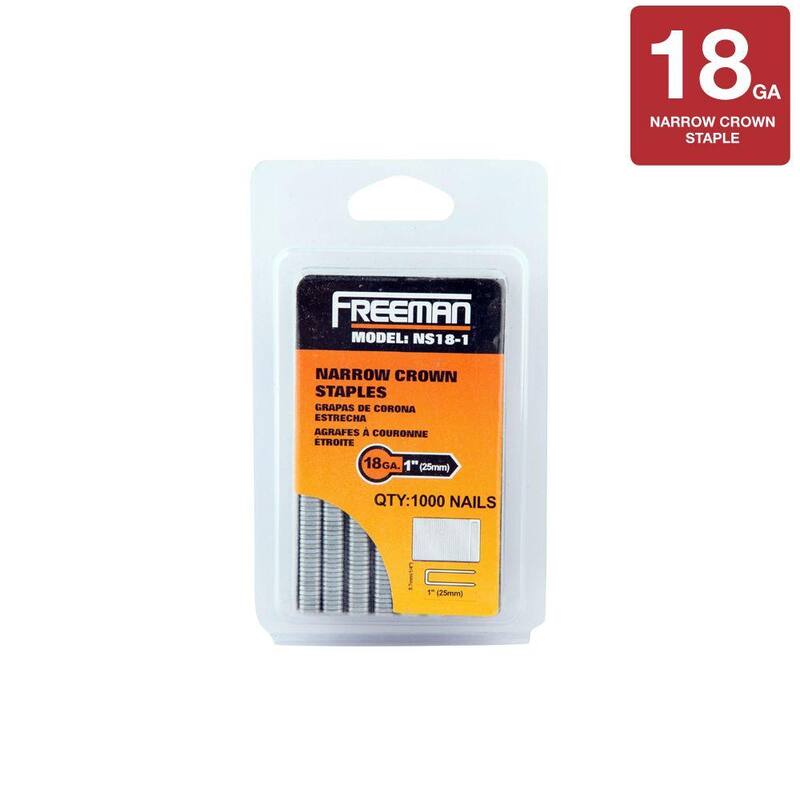 Freeman 1 in. 18-Gauge Glue Collated Narrow Crown Staples (1000 Count) - NS18-1