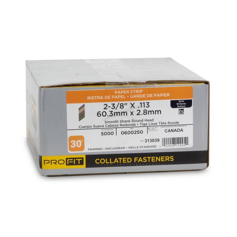PRO-FIT 2-3/8 in x 0.113 30-Degree Bright Finish Smooth Shank Paper Tape Framing Nails (5000 -Per Box) - 0600250