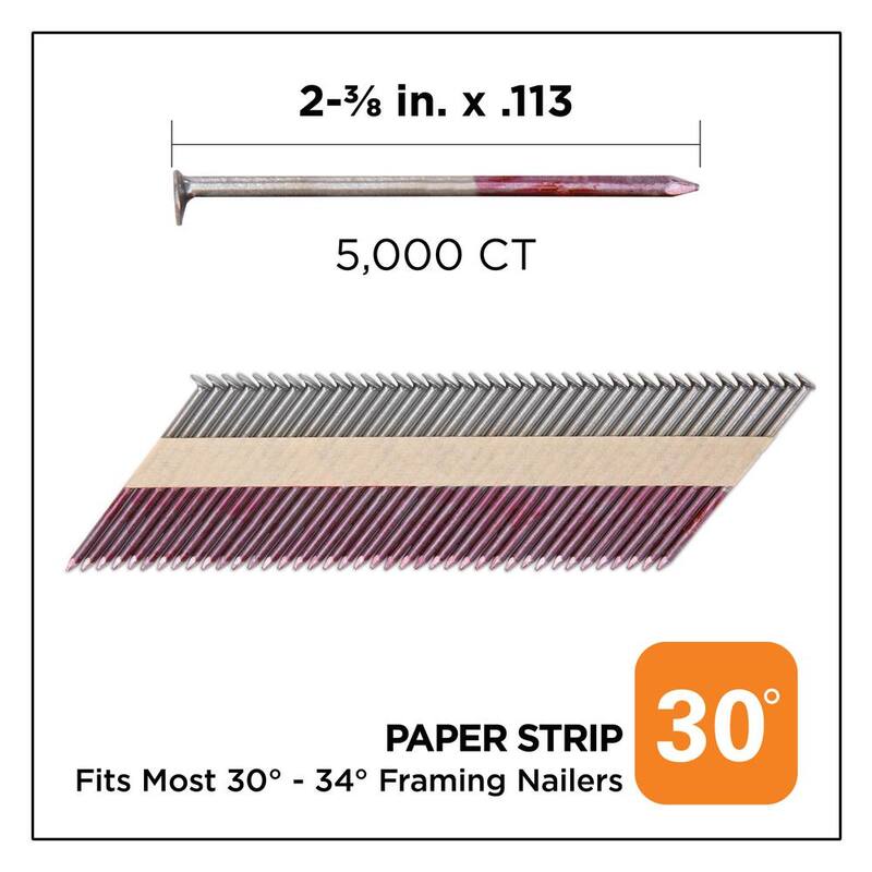 PRO-FIT 2-3/8 in x 0.113 30-Degree Bright Finish Smooth Shank Paper Tape Framing Nails (5000 -Per Box) - 0600250