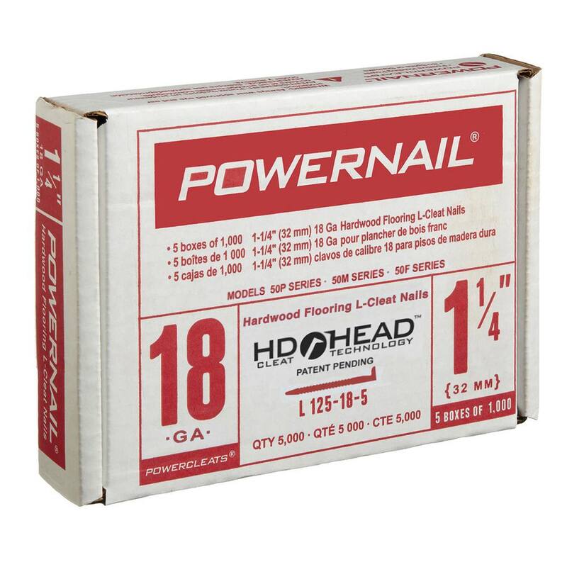 POWERNAIL 1-1/4 in. x 18-Gauge Glue Collated Flooring Nails for Hardwood and Engineered Floors (5000 per Box) - L125185