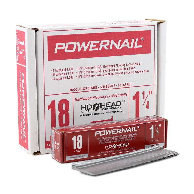 POWERNAIL 1-1/4 in. x 18-Gauge Glue Collated Flooring Nails for Hardwood and Engineered Floors (5000 per Box) - L125185