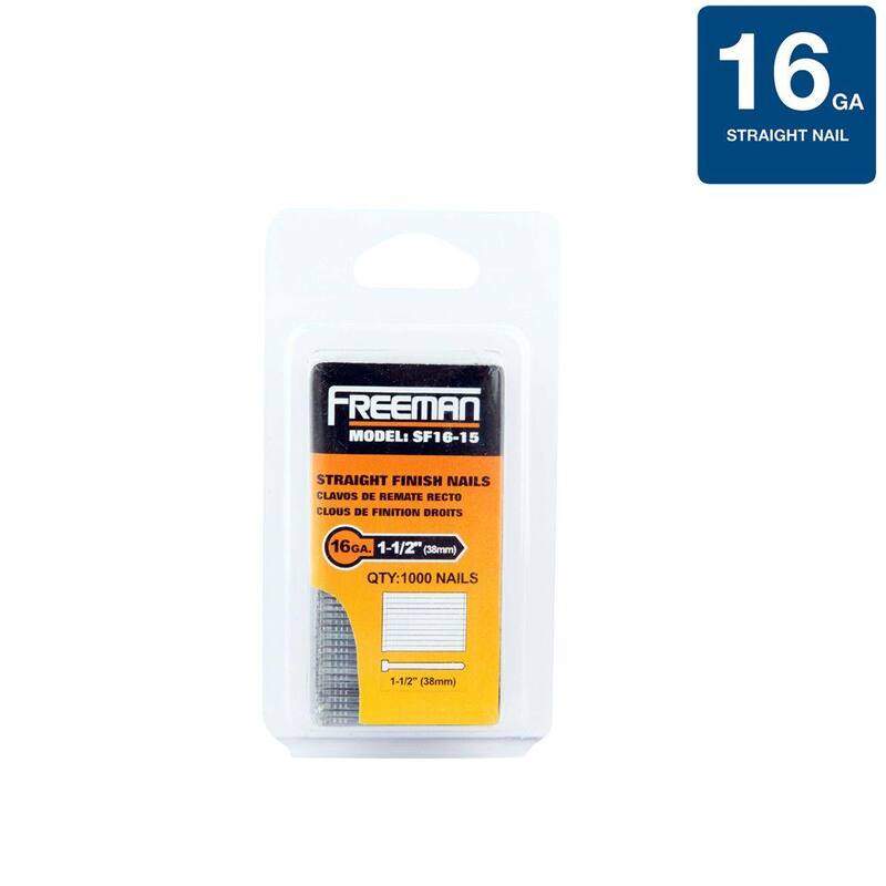 Freeman 1-1/2 in. 16-Gauge Glue Collated Straight Finish Nails (1000-Count) - SF16-15