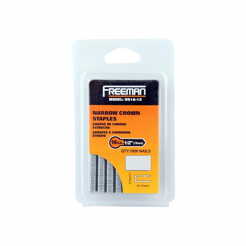 Freeman 1/2 in. 18-Gauge Glue Collated Narrow Crown Staples (1000 Count) - NS18-12