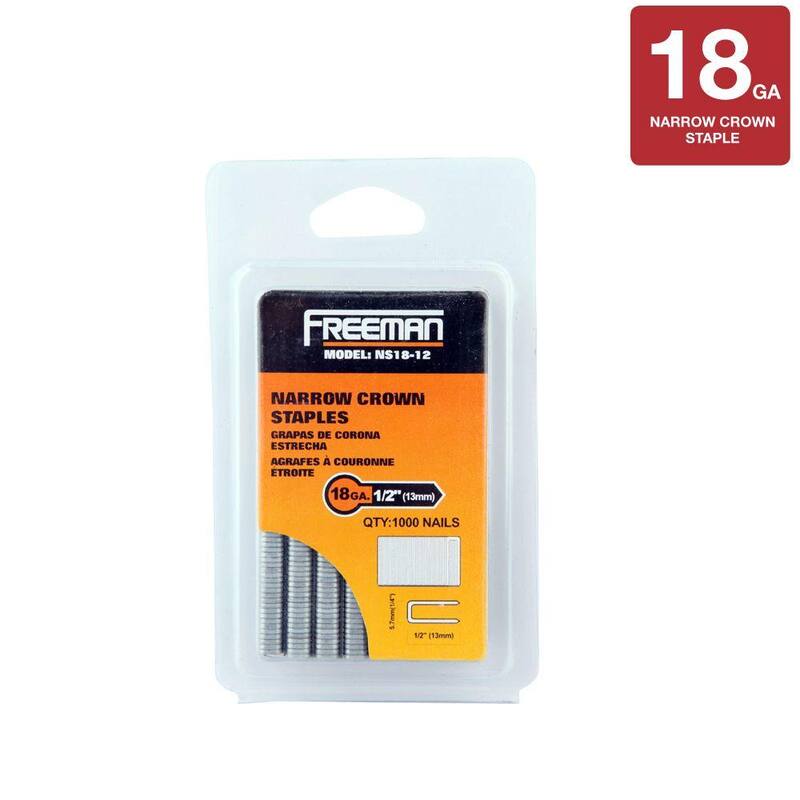 Freeman 1/2 in. 18-Gauge Glue Collated Narrow Crown Staples (1000 Count) - NS18-12