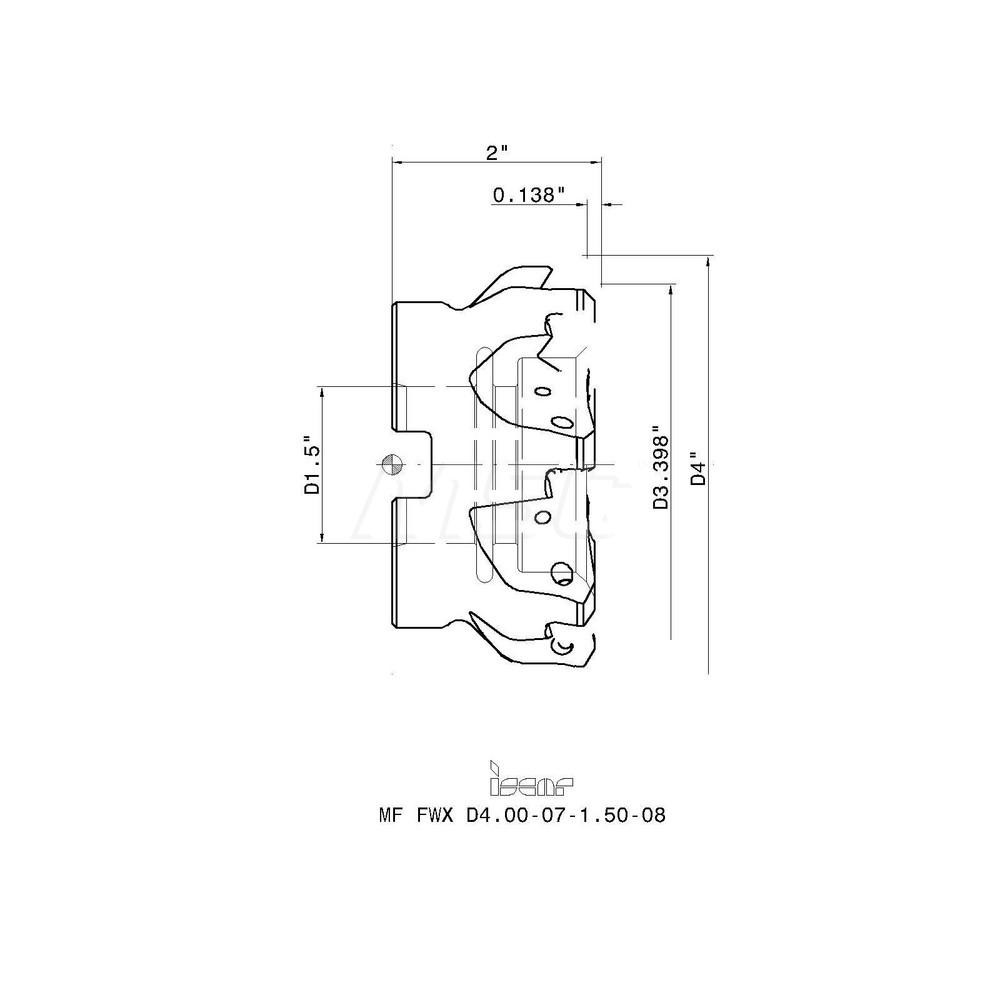 Iscar 3.398" Cut Dia, 1-1/2" Arbor Hole, 0.138" Max Depth of Cut, 30° Indexable Chamfer & Angle Face Mill - 3106031