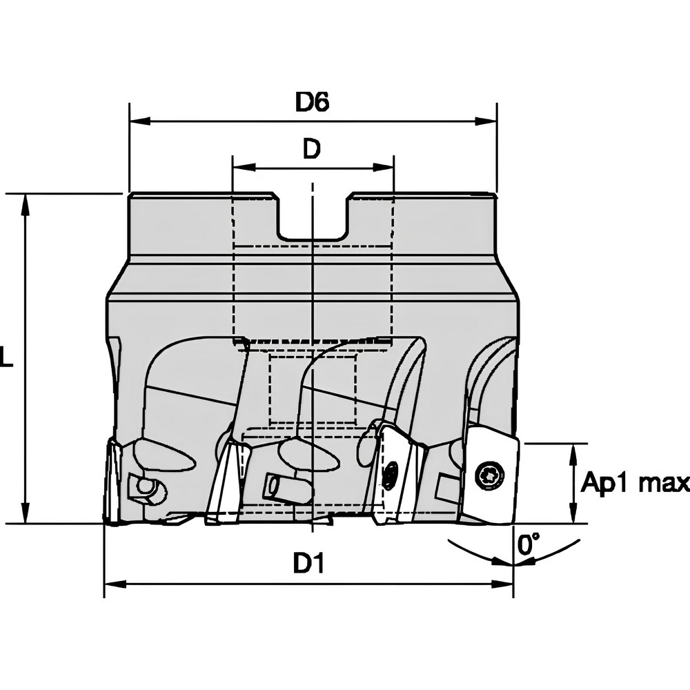 Kennametal 3" Cut Dia, 1" Arbor Hole Dia, 0.389" Max Depth, Indexable Square-Shoulder Face Mill - 3745047