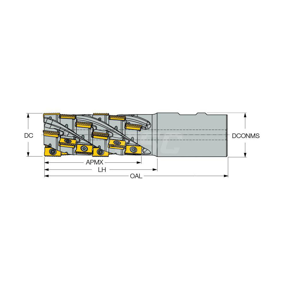 Iscar Indexable Square-Shoulder End Mill: P290ACK1.2531.4W1.18, 1-1/4" Cut Dia, 1.4" Max Depth of Cut, 1" Dia Weldon Flat Shank - 3110813