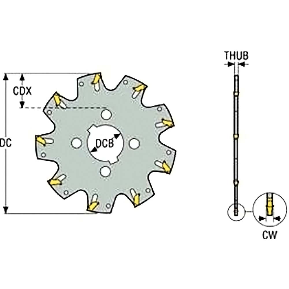 Iscar Indexable Slotting Cutter: 1/8" Cutting Width, 2-1/2" Cutter Dia, Arbor Connection, 0.5500" Depth of Cut, Right Hand - 3105573