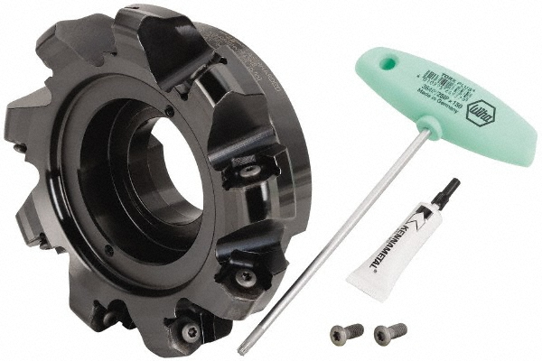 Kennametal 6" Cut Dia, 2" Arbor Hole, 5mm Max Depth of Cut, 43° Indexable Chamfer & Angle Face Mill - 3093644