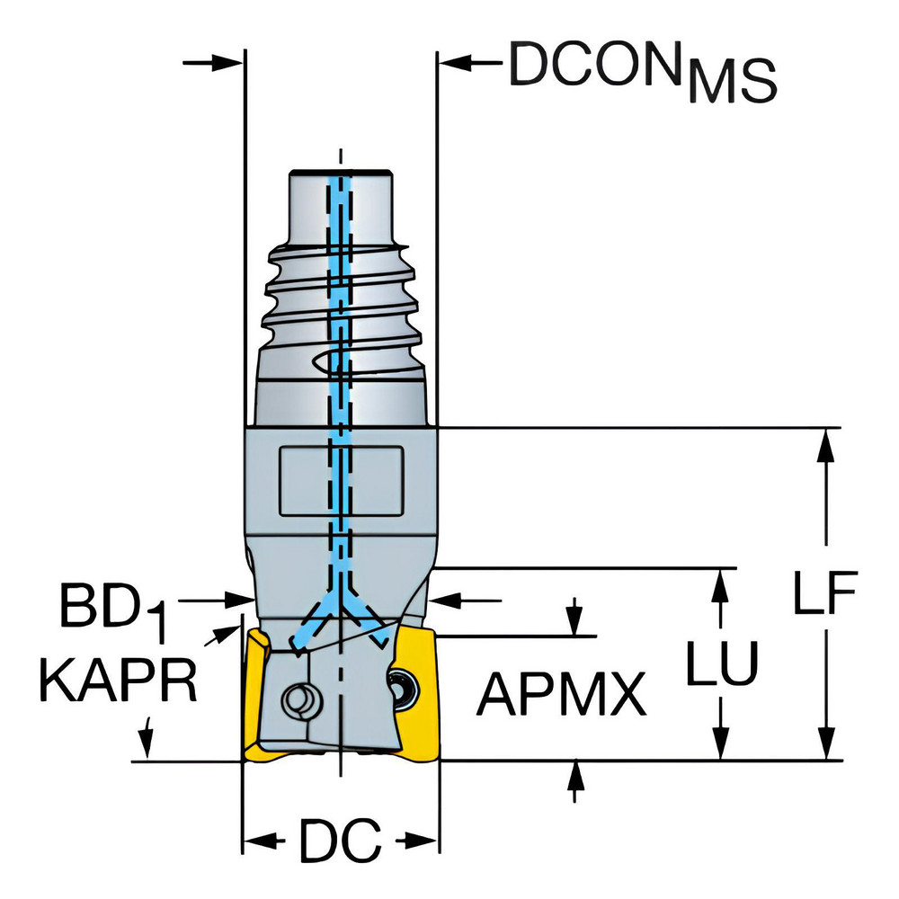 Sandvik Coromant 20mm Cut Dia, 19.3mm Arbor Hole Dia, 10mm Max Depth, Indexable Square-Shoulder Face Mill - 6416900