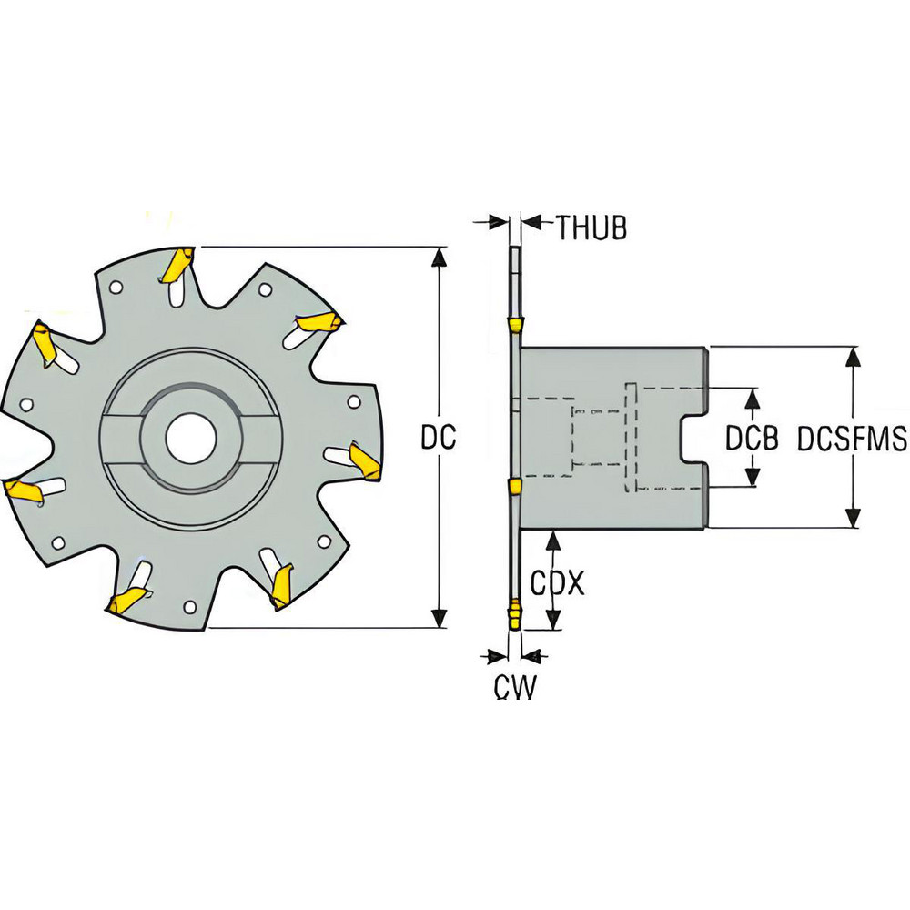 Seco Indexable Slotting Cutter: 0.1220" Cutting Width, 4.0000" Cutter Dia, Arbor Connection, 1.0350" Depth of Cut, 1.0000" Hole Dia, Right Hand - 75054683