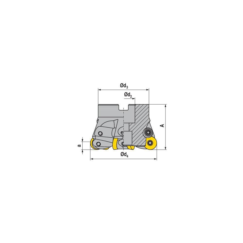 Ceratizit Indexable Copy Face Mill: 52 mm Max Cut Dia, 22 mm Arbor Hole - 56409523