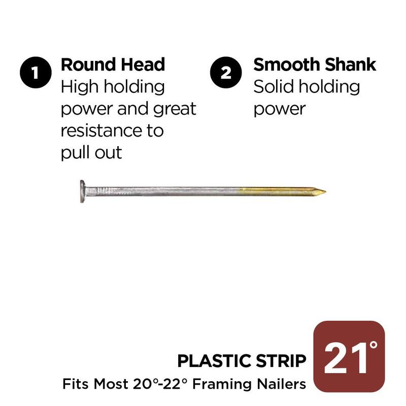 PRO-FIT 3 in. x 0.120-Gauge 21° Bright Finish Smooth Shank Plastic Strip Framing Nails (4000 per Box) - 0616171
