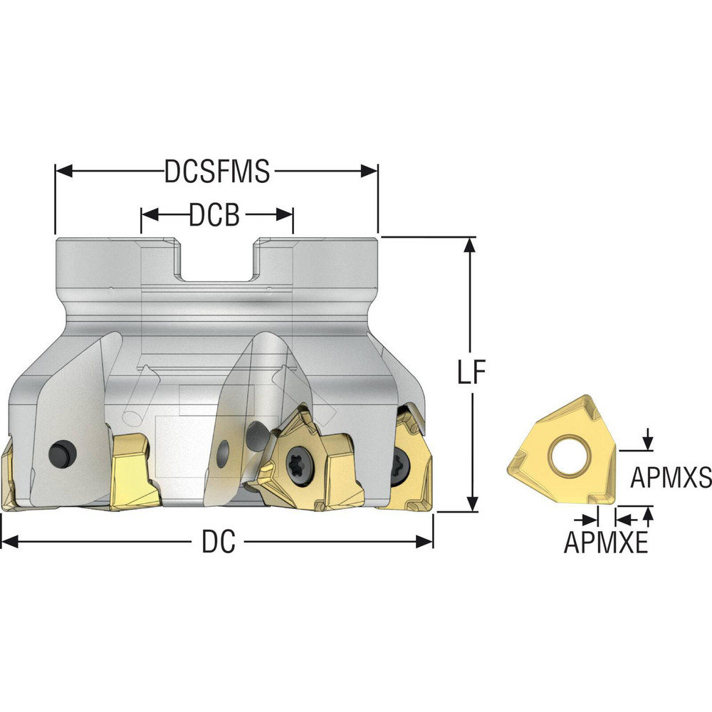 Seco 2-1/2" Cut Dia, 3/4" Arbor Hole Dia, 0.295" Max Depth, Indexable Square-Shoulder Face Mill - 02642874