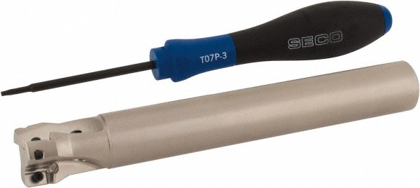 Cutting Tool Technologies Indexable Square-Shoulder End Mill: .875 X .750 SH.DRM-040, 7/8" Cut Dia, 0.28" Max Depth of Cut, 3/4" Dia Flatted Shank - DRM-040