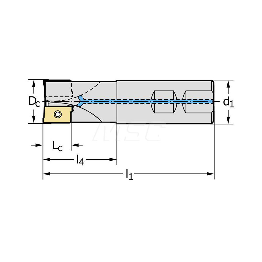 Walter Indexable Square-Shoulder End Mill: F4042.W20.020.Z03.08, 20 mm Cut Dia, 8 mm Max Depth of Cut, 20 mm Dia Weldon Flat Shank - 5045291